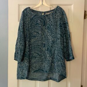 Soft Surroundings Oceo Gauze Tunic Top Blue Size M Artsy Art To Wear Coastal